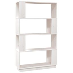 Berkfield Home Book Cabinet/Room Divider White 80x25x132 cm Solid Wood Pine - Size: 80 x 25 x 132 cm - thumbnail 2
