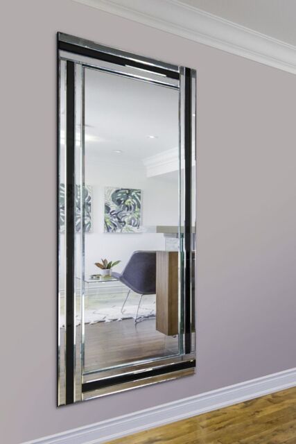 MirrorOutlet Dalton Black All Glass Full Length Mirror 174 x 85 CM - Size: 1 Pack - image 1