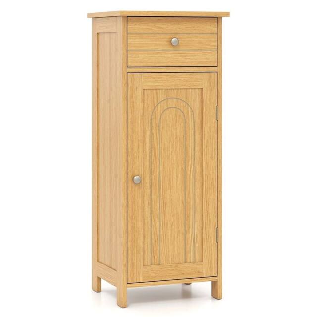 VOGREX Natural Wooden Freestanding Bathroom Storage Cabinet in Beige - image 1