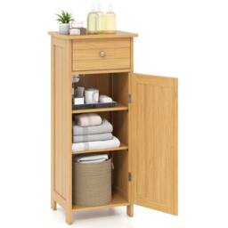 VOGREX Natural Wooden Freestanding Bathroom Storage Cabinet in Beige - thumbnail 2