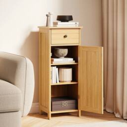VOGREX Natural Wooden Freestanding Bathroom Storage Cabinet in Beige - thumbnail 6