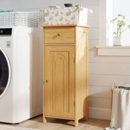 VOGREX Natural Wooden Freestanding Bathroom Storage Cabinet in Beige - thumbnail 5