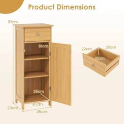 VOGREX Natural Wooden Freestanding Bathroom Storage Cabinet in Beige - thumbnail 3