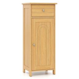 VOGREX Natural Wooden Freestanding Bathroom Storage Cabinet in Beige