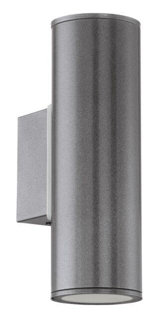 Loops IP44 Outdoor Wall Light Anthracite Zinc Plated Steel 2 x 3W GU10 Bulb in Metallics - image 1