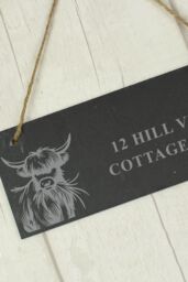 Personalised Memento Company Personalised Highland Cow Slate Sign in Black - thumbnail 3