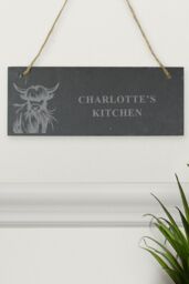 Personalised Memento Company Personalised Highland Cow Slate Sign in Black - thumbnail 4