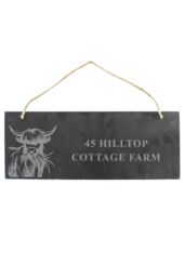 Personalised Memento Company Personalised Highland Cow Slate Sign in Black - thumbnail 1