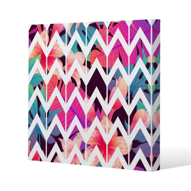 Benjamin Tate Design Tropical Geometric Zig Zags (Canvas Print) / 101 x 101 x 4cm in Natural - Size: 101 x 101 x 4 cm - image 1