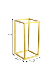 H&O Direct Metal Rectangular Flower Stand Pedestal Wedding Party Ornament in Gold - Size: Small - thumbnail 3