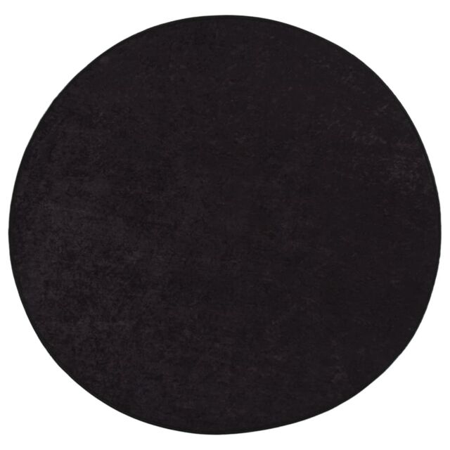 Berkfield Home Rug Washable 120 cm Anthracite Anti Slip in Black - Size: 100 cm diameter - image 1