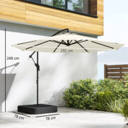 Nordara Cream-3m Garden Cantilever Banana Parasol with Cross Base in Cream - Size: 100 cm x 15 cm - thumbnail 4