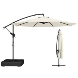 Nordara Cream-3m Garden Cantilever Banana Parasol with Cross Base in Cream - Size: 100 cm x 15 cm - thumbnail 1