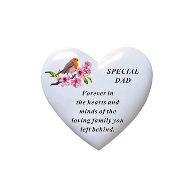 David Fischhoff White Graveside Memorial Heart Robin Ornament Plaque Dad - image 1
