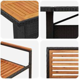 Berkfield Home 9 Piece Garden Dining Set Black Poly Rattan Acacia - thumbnail 9