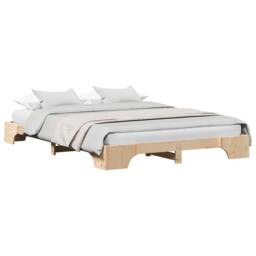 Berkfield Home Bed Frame Natural Pine Wood 160 x 200 cm Durable Bed Frame in Beige - thumbnail 3