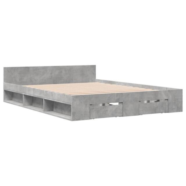 Berkfield Home Modern Bed Frame with Drawers without Mattress Concrete Grey 160x - image 1