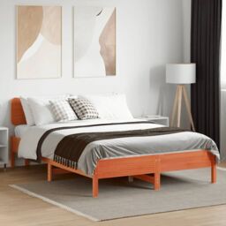 Berkfield Home Bed Frame without Mattress Wax Brown 120x190 cm Small Double Solid Wood Pine - thumbnail 3