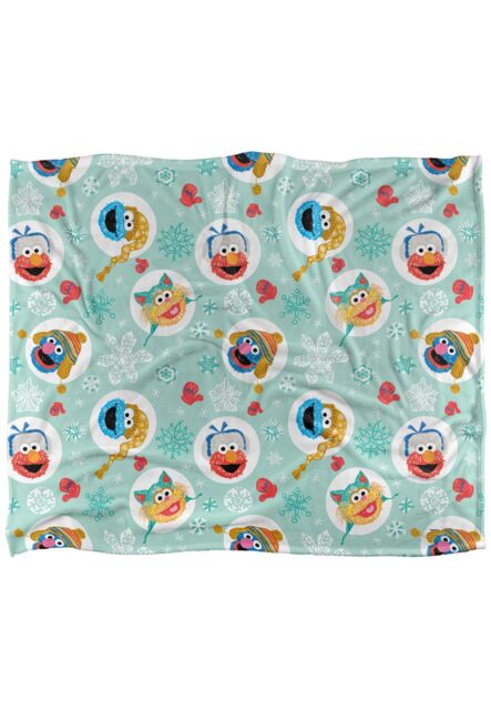 Sesame Street Festive Heads Pattern Silky Touch Super Soft Throw Blanket 152 X 127 cm in White - image 1