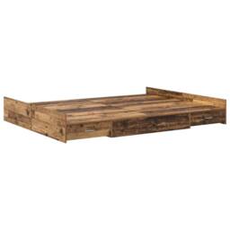 Berkfield Home Storage Bed Frame Old wood 135 x 190 cm Particle board in Brown - thumbnail 1