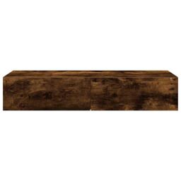 Berkfield Home Wall Shelf with Drawers Smoked Oak 100x36x19 cm Engineered Wood in Brown - Size: 100 x 36 x 19 cm - thumbnail 4