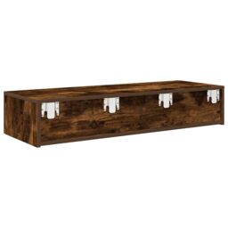 Berkfield Home Wall Shelf with Drawers Smoked Oak 100x36x19 cm Engineered Wood in Brown - Size: 100 x 36 x 19 cm - thumbnail 6