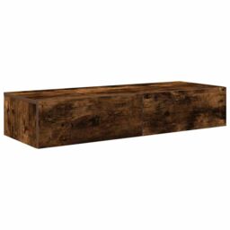 Berkfield Home Wall Shelf with Drawers Smoked Oak 100x36x19 cm Engineered Wood in Brown - Size: 100 x 36 x 19 cm - thumbnail 2