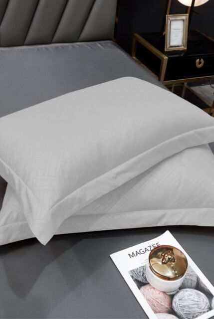 Ezysleep 100% Egyptian Cotton Grey Oxford Pillowcase Set in Silver - Size: Standard Pillow Case - image 1