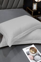 Ezysleep 100% Egyptian Cotton Grey Oxford Pillowcase Set in Silver - Size: Standard Pillow Case - thumbnail 2