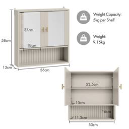 SPETLEK Bathroom Mirror Cabinet Wall Mounted, Stone 2 Door - thumbnail 3