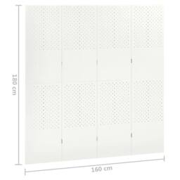 Berkfield Home 4-Panel Room Divider White 160x180 cm Steel - thumbnail 6