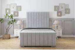 "Sloomy California Plush Frame-Mattress - 50"" Upholstered Headboard in Silver - Size: Single"