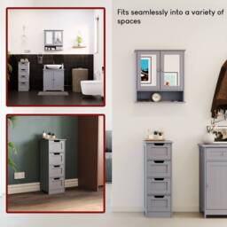 HD Designs Priano 4 Drawer Freestanding Unit Bathroom Storage 810 x 300 x 300 mm in Dark Grey - thumbnail 8