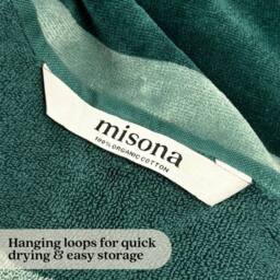 Misona Extra Large Striped Beach Towel - 100% Cotton in Green - thumbnail 7