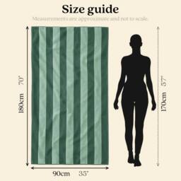 Misona Extra Large Striped Beach Towel - 100% Cotton in Green - thumbnail 4