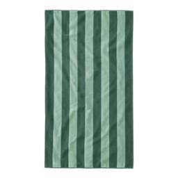 Misona Extra Large Striped Beach Towel - 100% Cotton in Green - thumbnail 1