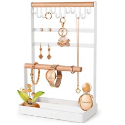 Xample 5 Tier display Jewelry Organizer Necklace Earring Bracelet Stand in White - thumbnail 1