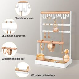 Xample 5 Tier display Jewelry Organizer Necklace Earring Bracelet Stand in White - thumbnail 5
