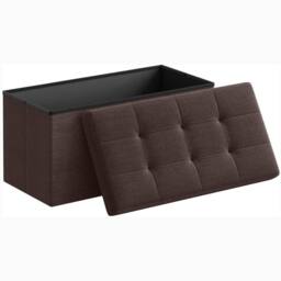 Dprodo Linen Storage Ottoman Folding Foot Rest Stool, 76cm x 38cm x 38cm in Brown - Size: 76 cm x 38 cm x 38 cm