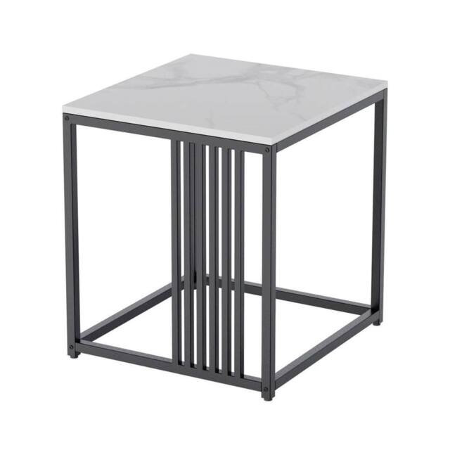 KORVIXA 2 Tier Marble Simple Coffee Table in White - Size: 100 cm x 100 cm - image 1
