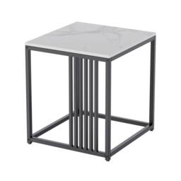 KORVIXA 2 Tier Marble Simple Coffee Table in White - Size: 100 cm x 100 cm - thumbnail 1