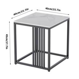 KORVIXA 2 Tier Marble Simple Coffee Table in White - Size: 100 cm x 100 cm - thumbnail 2