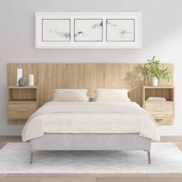 Berkfield Home Classic Bed Headboard with Cabinets Sonoma Oak Engineered Wood in Light Tan - thumbnail 2
