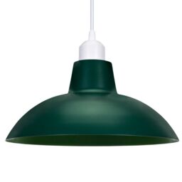 Happy Homewares Industrial Retro Designed Matt Curved Metal Ceiling Pendant Shade in Dark Green