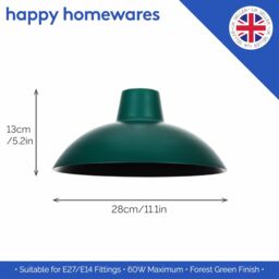Happy Homewares Industrial Retro Designed Matt Curved Metal Ceiling Pendant Shade in Dark Green - thumbnail 4