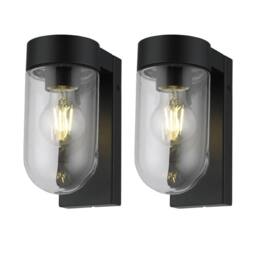 EONLION 2 Modern Outdoor Wall Lights IP44 Porch Garden Light Black - thumbnail 1