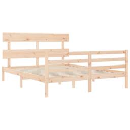 Berkfield Home Bed Frame with Headboard 160x200 cm Solid Wood in Light Oak - thumbnail 5