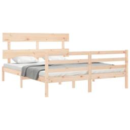 Berkfield Home Bed Frame with Headboard 160x200 cm Solid Wood in Light Oak - thumbnail 4