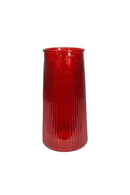KDMD Red Tall Ribbed Graduated Glass Vase 32cm - image 1