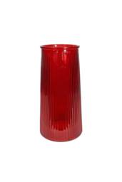 KDMD Red Tall Ribbed Graduated Glass Vase 32cm - thumbnail 2